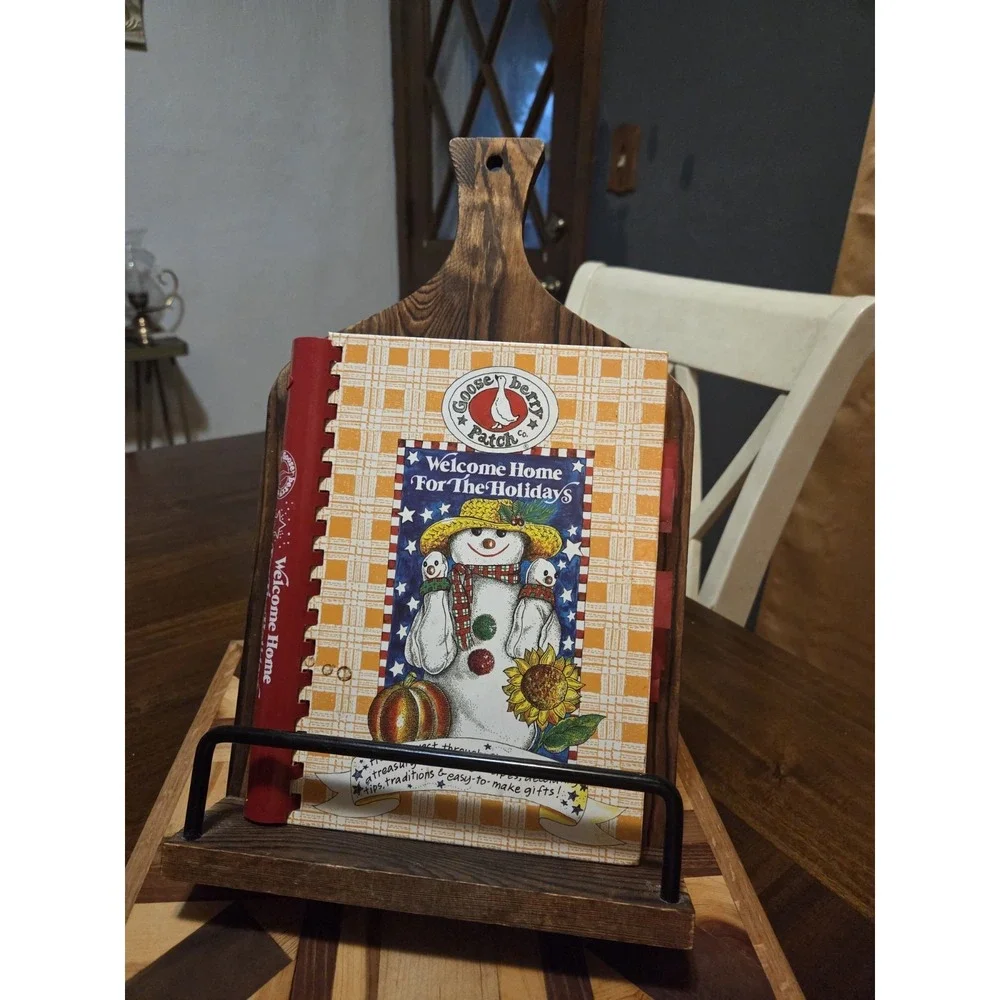 Rustic Cookbook Stand Resemble A Cutting Board